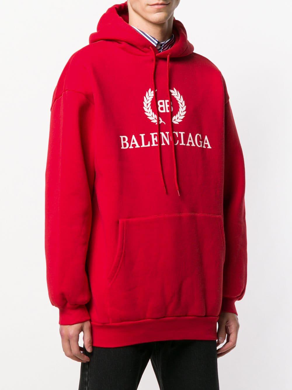 Sudadera BB con capucha Balenciaga de hombre color Rojo Lyst