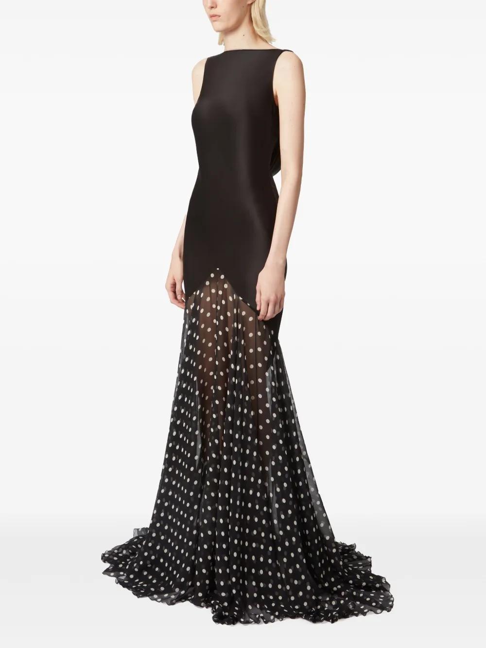 chinese dress ladies Things Between Linen Blend Polka Dot Maxi Dress in Brown M main image 1