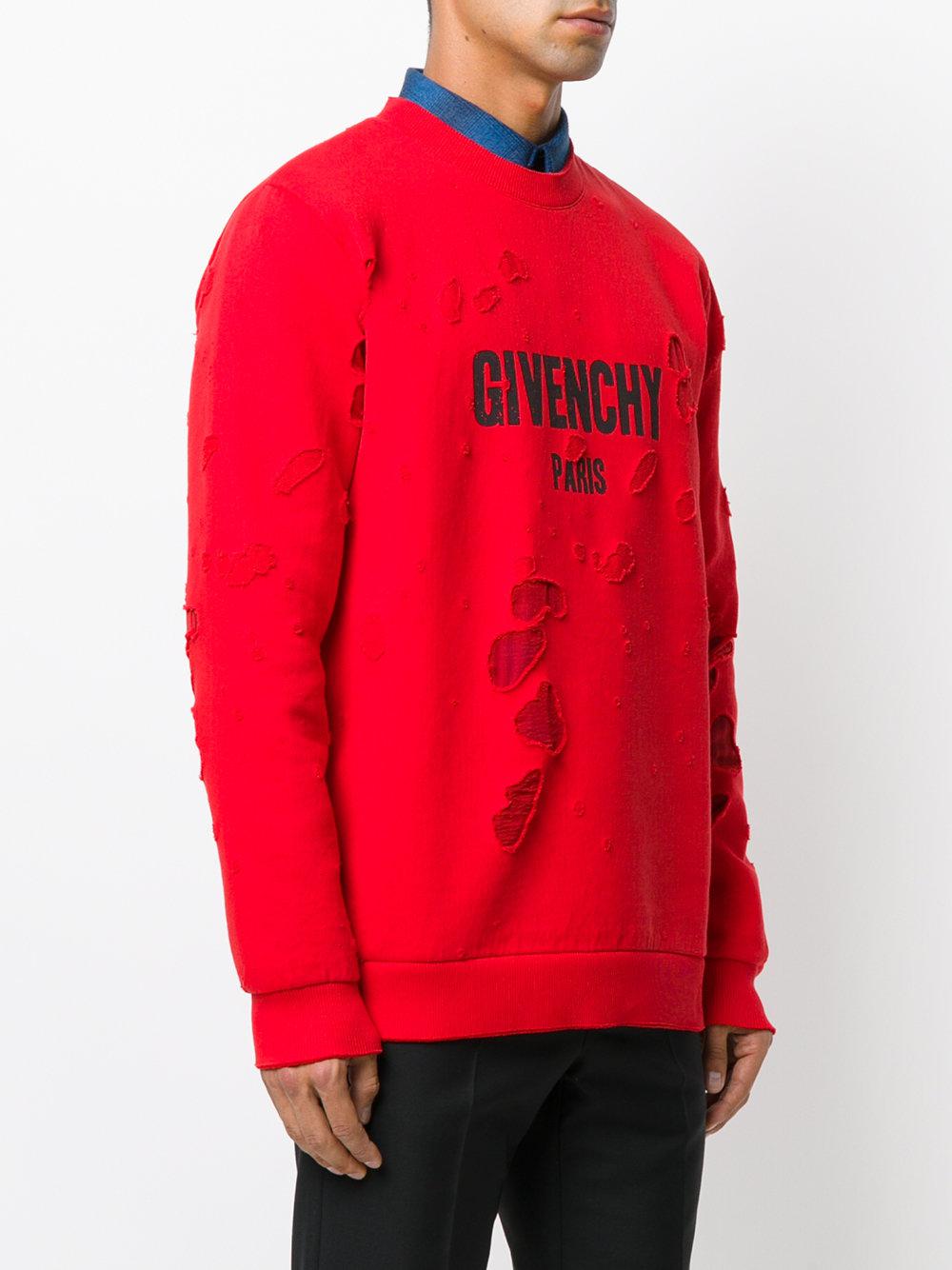 Givenchy Black Knit Logo Printed Distressed Sweatshirt S
