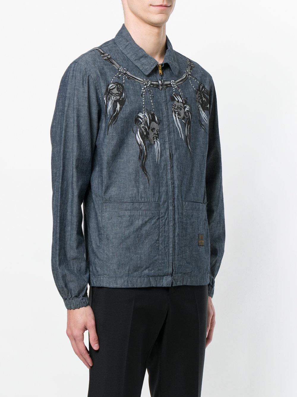 lyst neighborhood embroidered zipped jacket in blue for lyst neighborhood embroidered zipped jacket in blue for