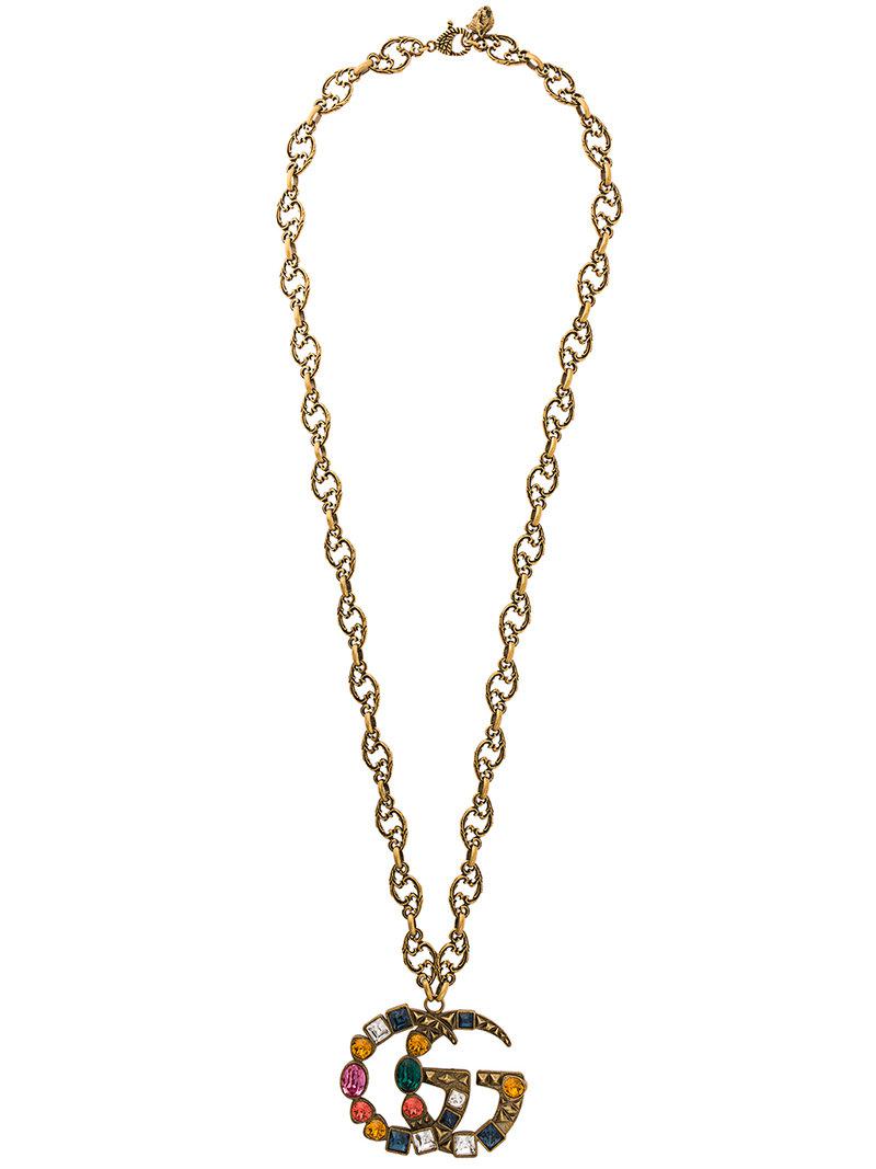 Gucci Crystal Double G Necklace in 