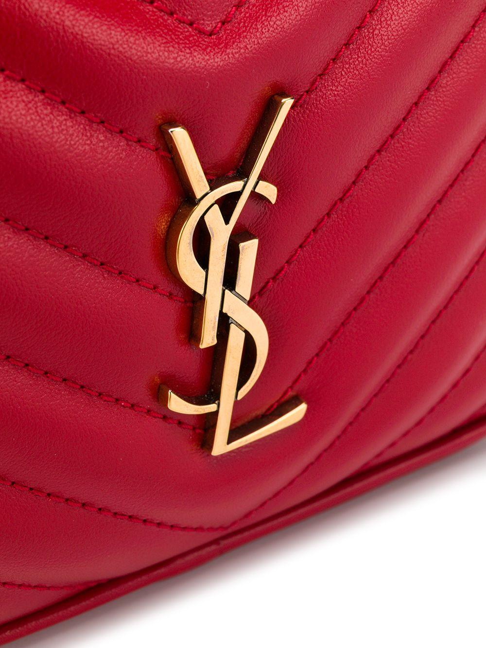 Yves Saint Laurent Red Leather Monogram Lou Belt Bag - Yoogi's Closet