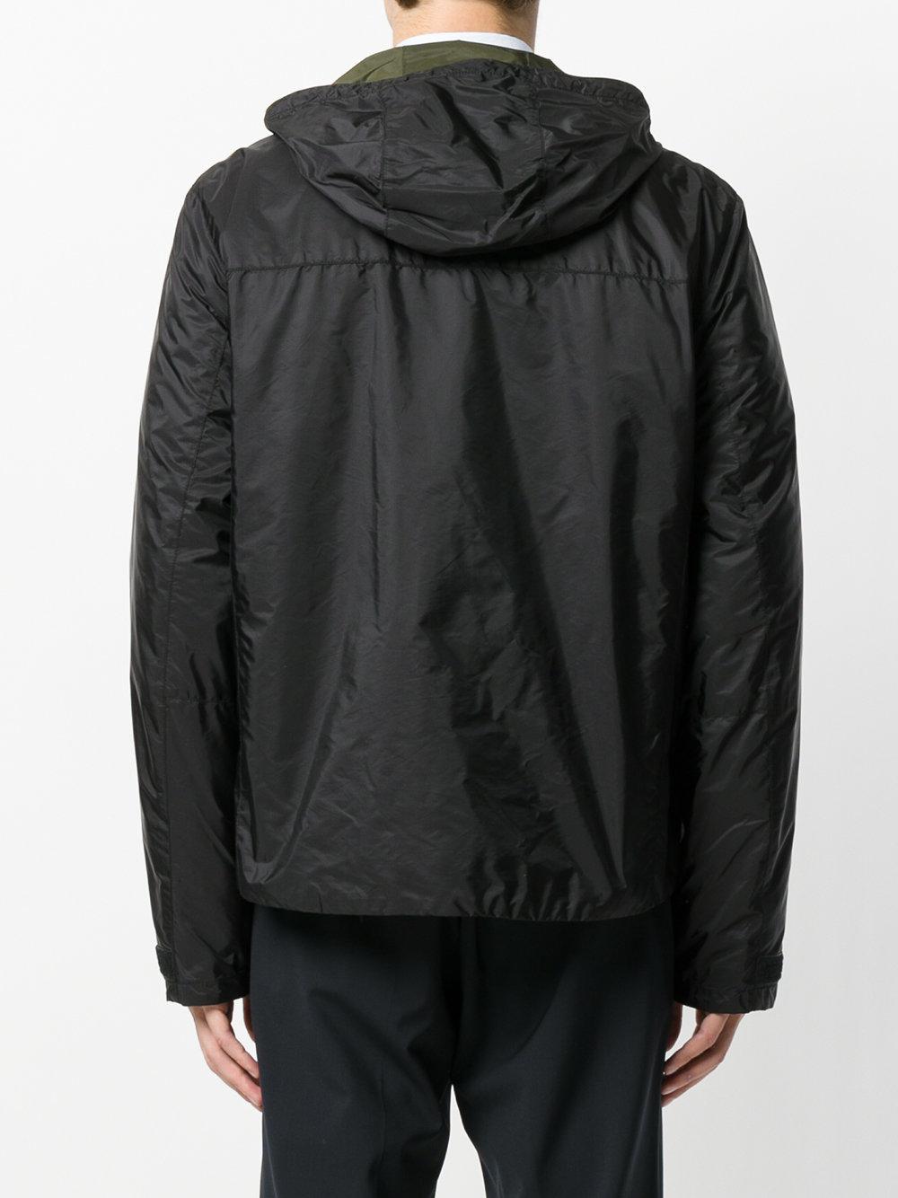 Download Prada Synthetic Hooded Windbreaker Jacket in Black for Men ...