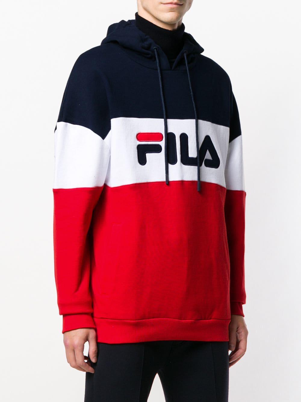fila black line rayton panel hoodie in red