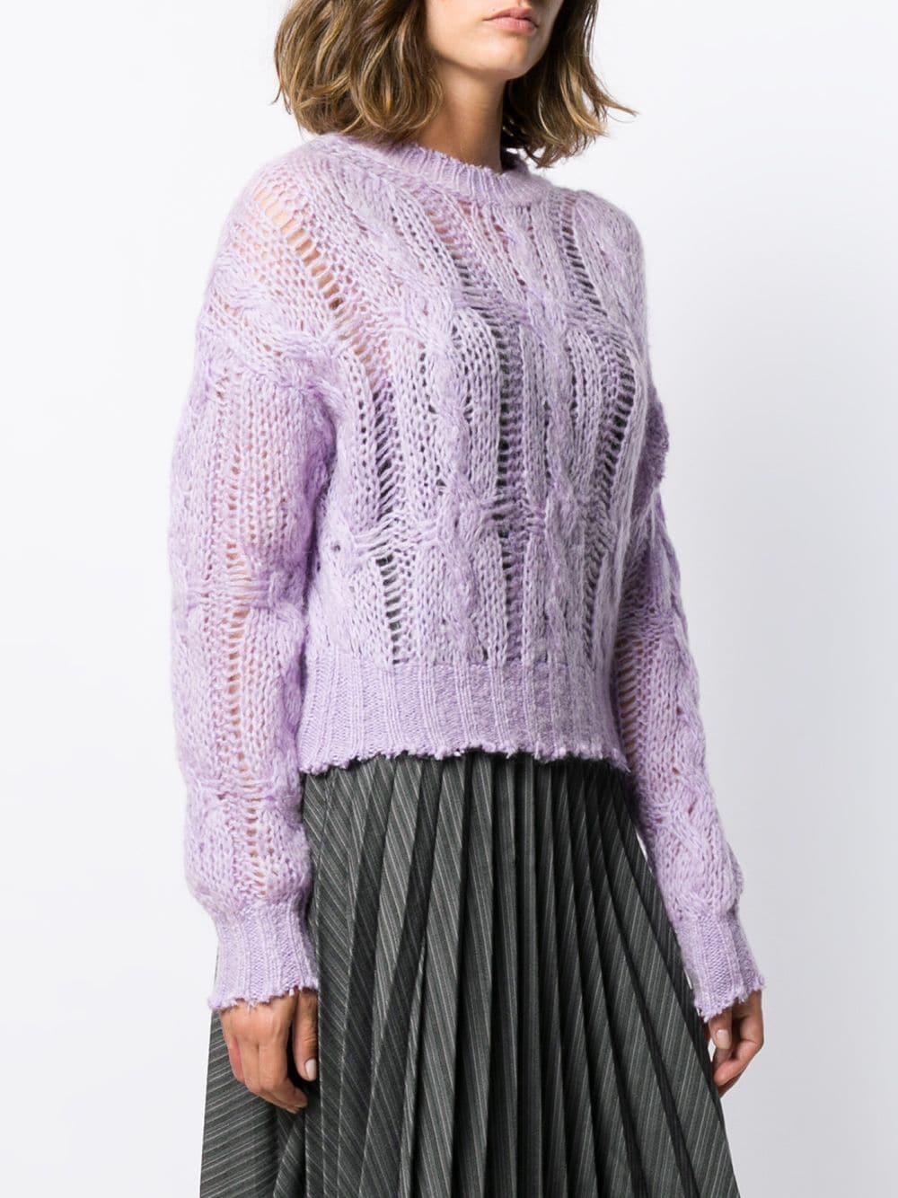 acne studios frayed cable knit sweater