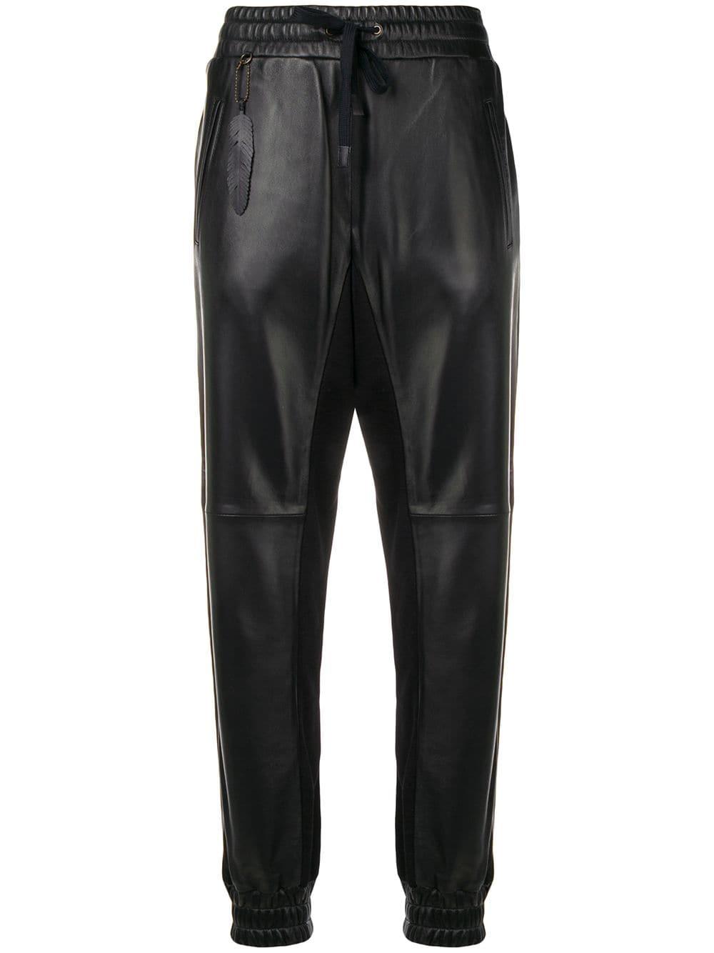COACH Leather Track Pants in Black | Lyst