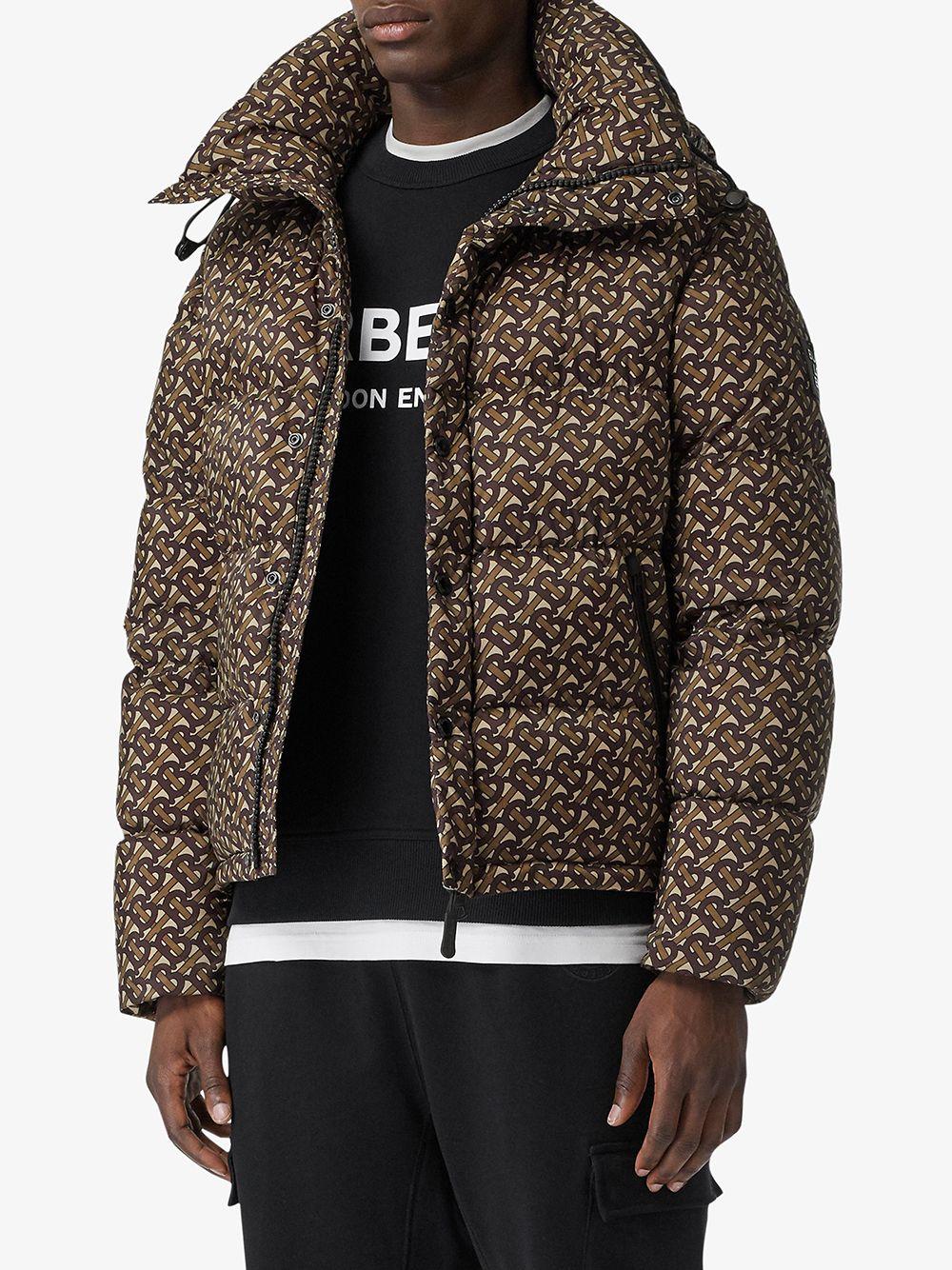 Burberry Detachable Sleeve Monogram Print Puffer Jacket in Brown for Men |  Lyst