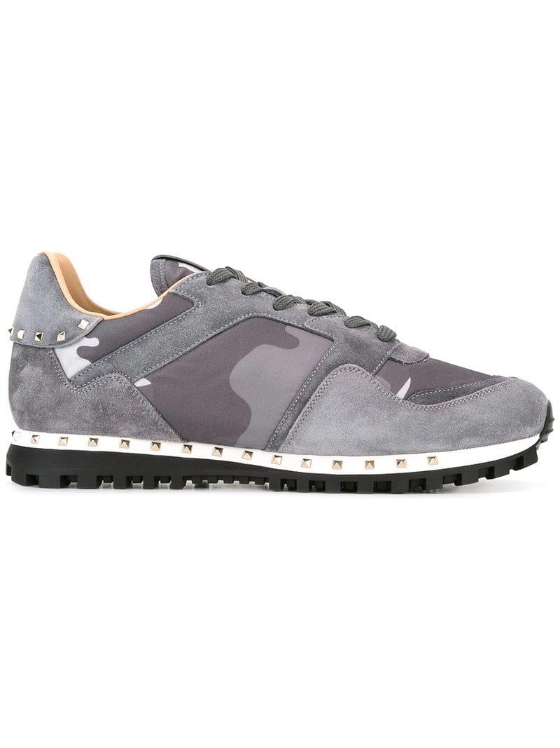 Valentino Leather Valentino Garavani Rockstud Camouflage Sneakers in Grey  (Gray) for Men - Lyst