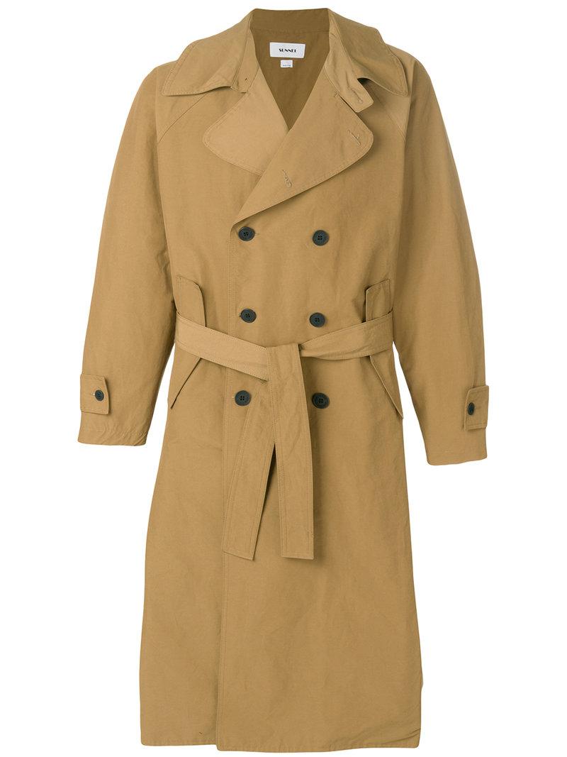 Lyst Sunnei Belted Trench Coat in Brown for Men