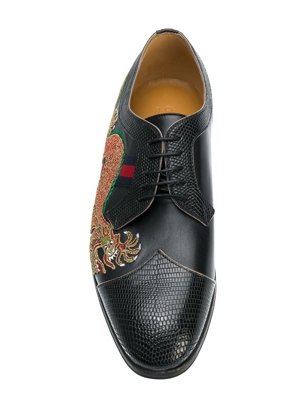 Gucci Leer Met Draak Geborduurde Veterschoenen in het Zwart voor heren -  Lyst