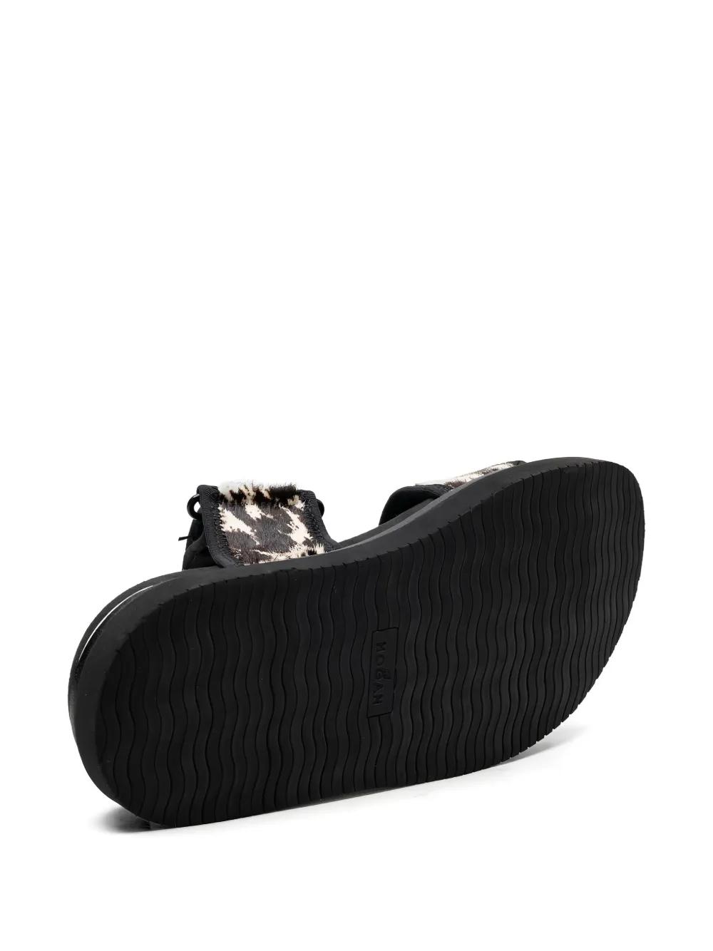 Hogan Double-Strap Flat Sandals in Black | Lyst