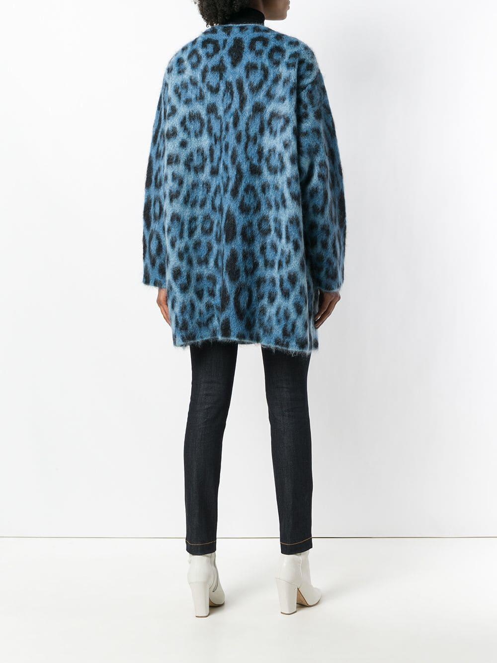 blue leopard cardigan