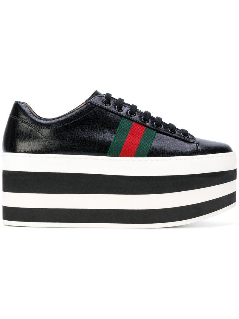 Gucci Leather Platform Sneakers in Black | Lyst Canada
