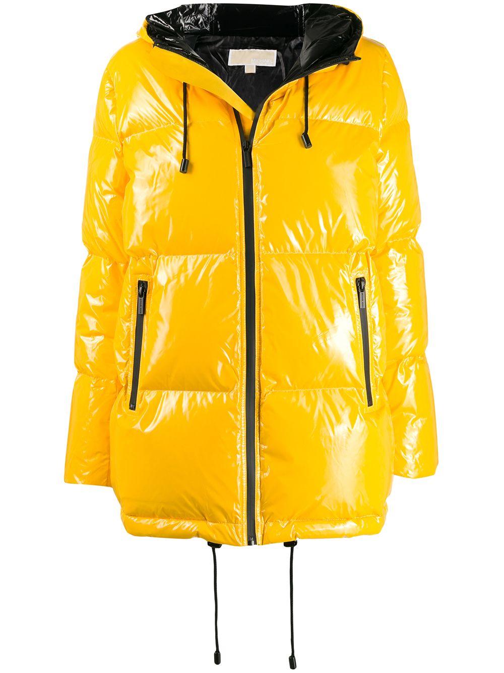 MICHAEL Michael Kors Glossy Puffer Jacket in Yellow | Lyst