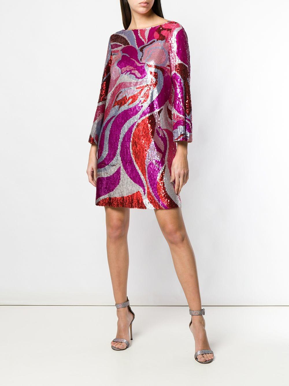 Emilio Pucci Synthetic Sequin Embroidered Long Sleeve Dress in 