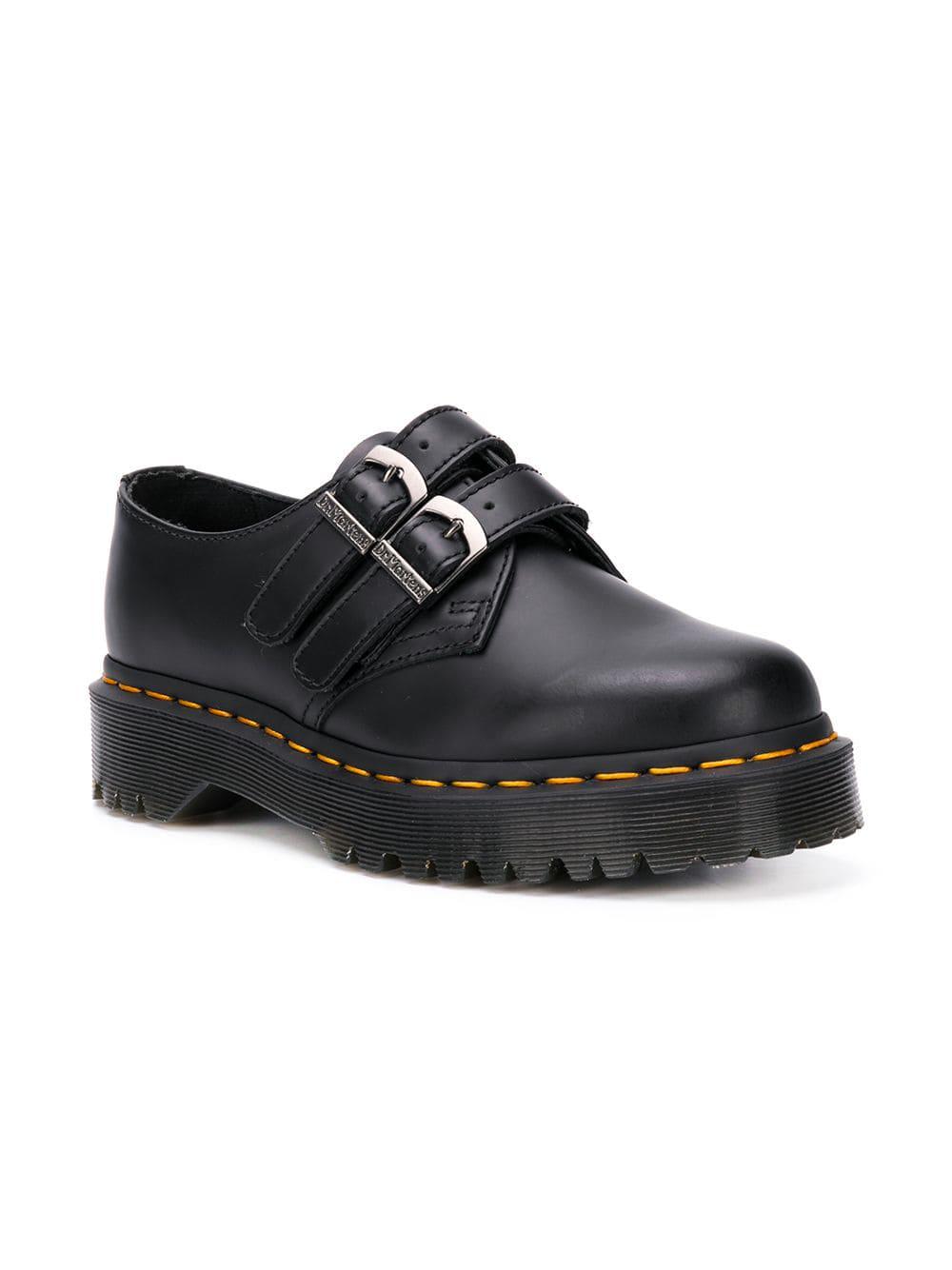Dr. Martens Leather Double Buckle Shoes in Black | Lyst