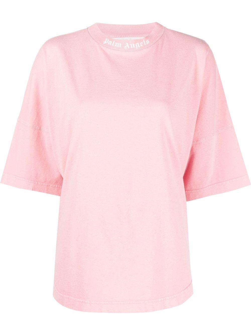 数台のみ在庫あり Palm Angelsレディース ピンク ドロップショルダー Tシャツ 発生代引き