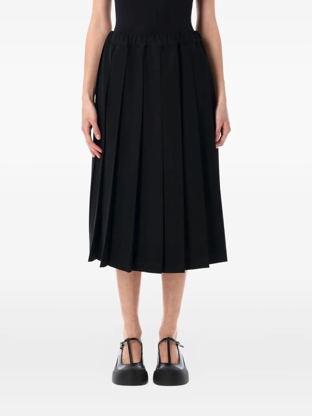 スカート COMME des GARCONS SS25 PLEATED MIDI SKIRT (NOS00205 1) Comme des Garçons // Black Nylon Ruffle Midi Skirt – VSP