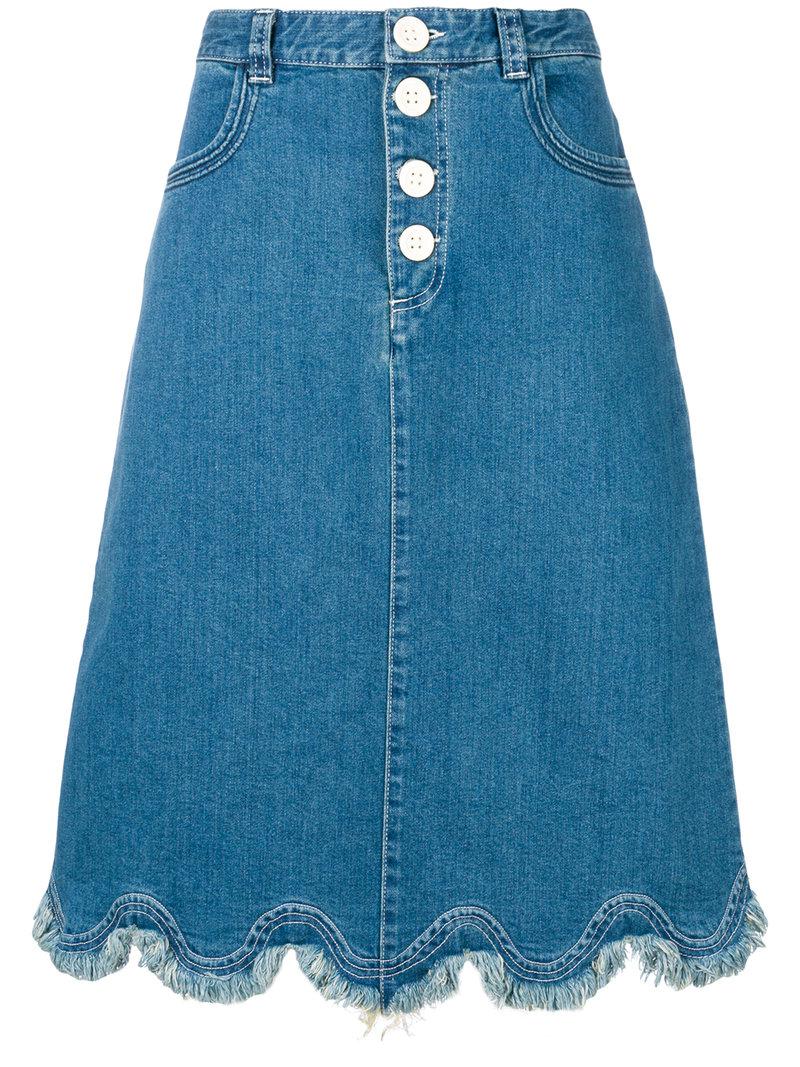 See By Chloé Wavy Hem Denim Skirt in 