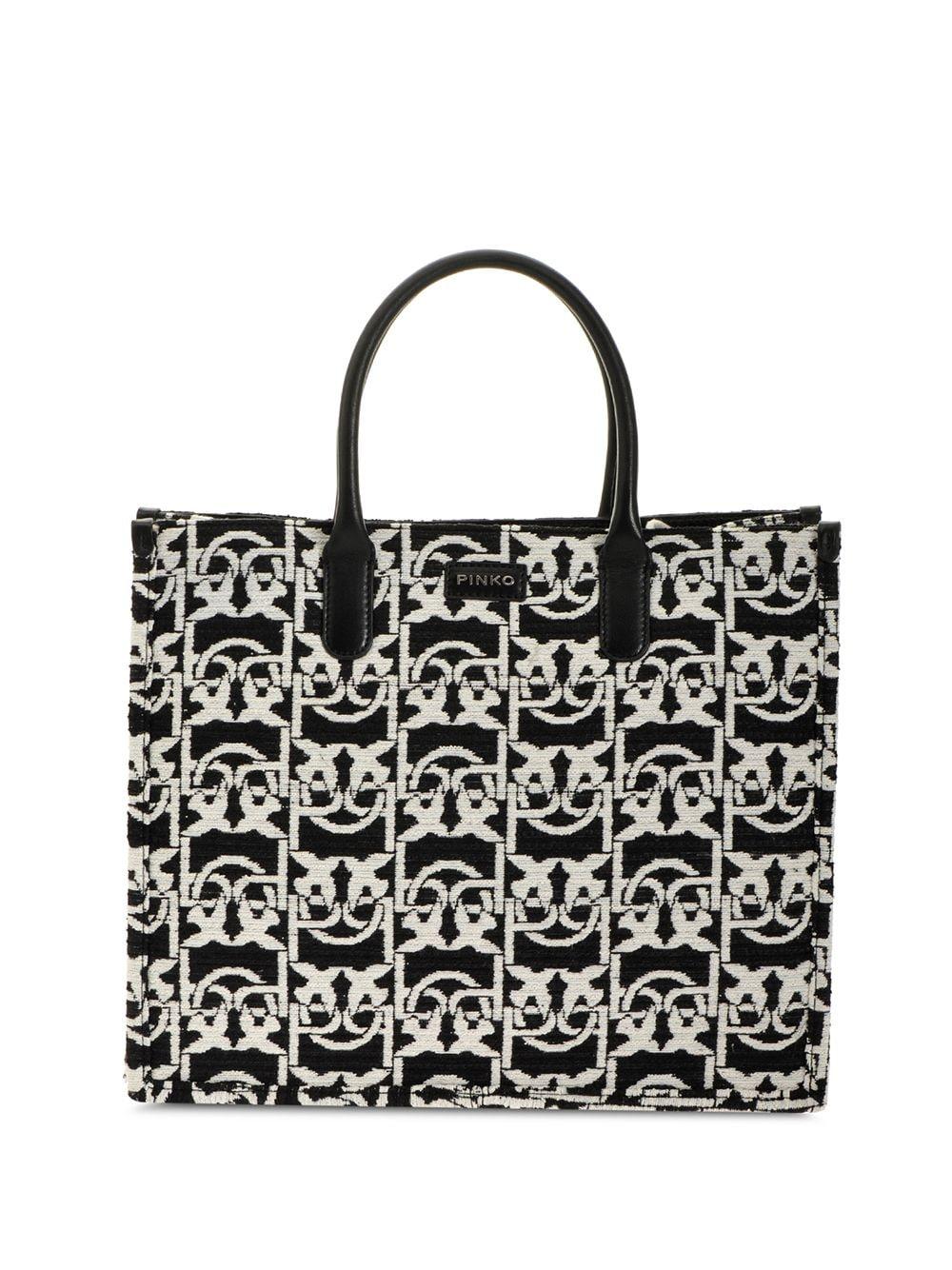 Pinko Love Jacquard Tote Bag in Black | Lyst