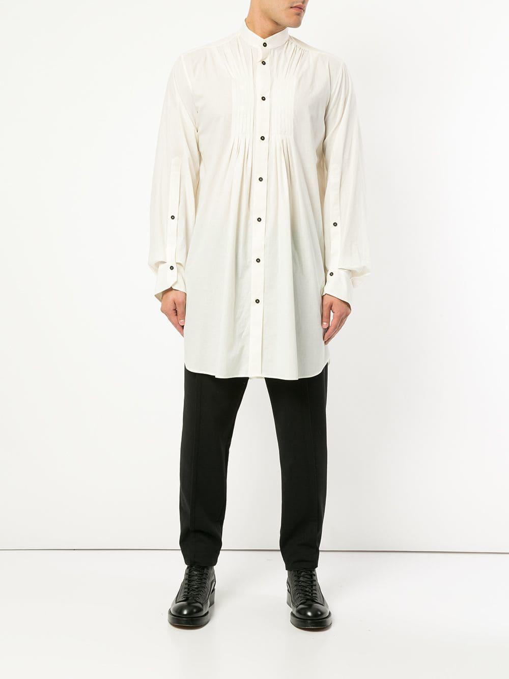 Ann Demeulemeester Cotton Oversized Band Collar Shirt in White for Men ...