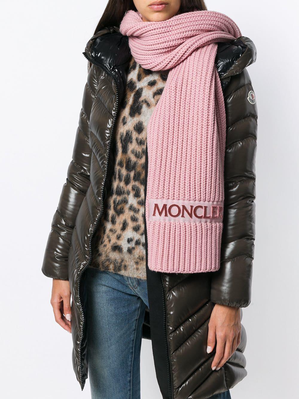 Moncler Wool Logo Knitted Scarf in Pink & Purple (Pink) Lyst