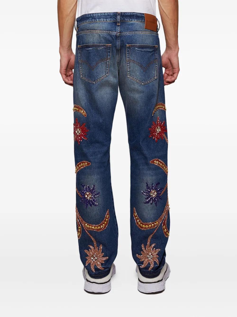 【BLUEMARBLE】Embroidered bootcut denim pants Blue BLUE Bluemarble Embroidered bootcut denim jeans - Blue