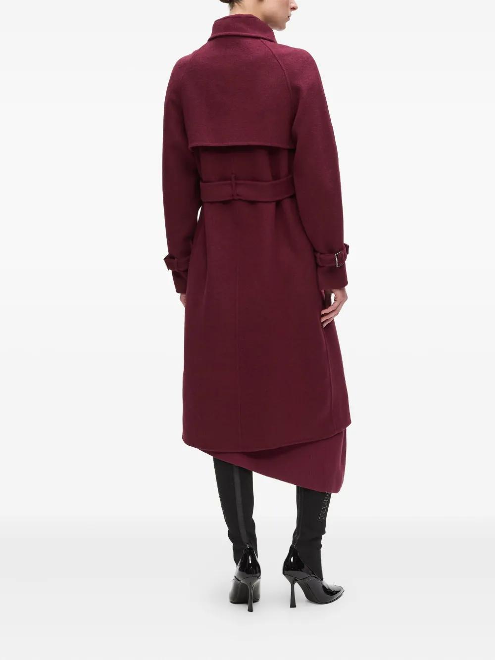 コート KARL LAGERFELD Women Trench Coats A1W15024034 Red KARL LAGERFELD PARIS Wool Blend Single Breasted Notch Collar