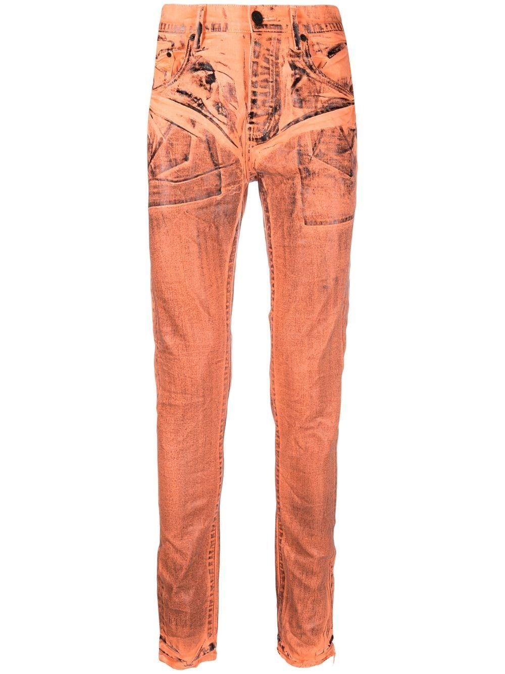 Purple Brand Coated-finish Detail Jeans in Orange for Men