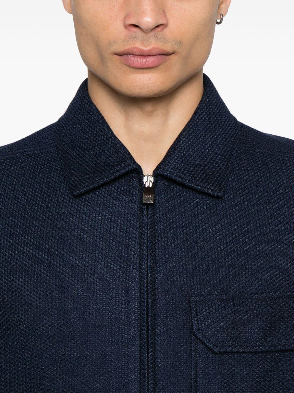 Corneliani メンズ ブルー テクスチャード シャツジャケット ジャケット