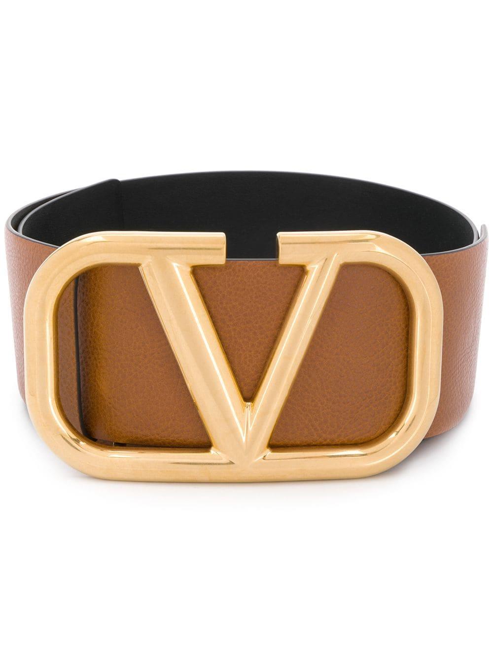 Valentino Leather Valentino Garavani V Logo Belt in Brown Lyst