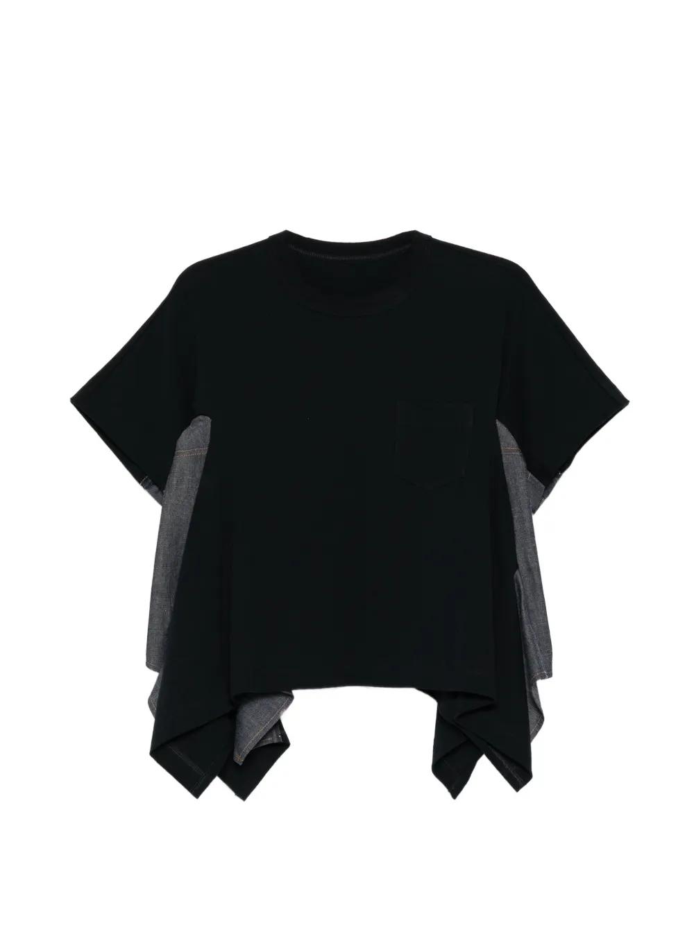 Sacai Exposed-Seam Cotton T-Shirt in Black | Lyst UK