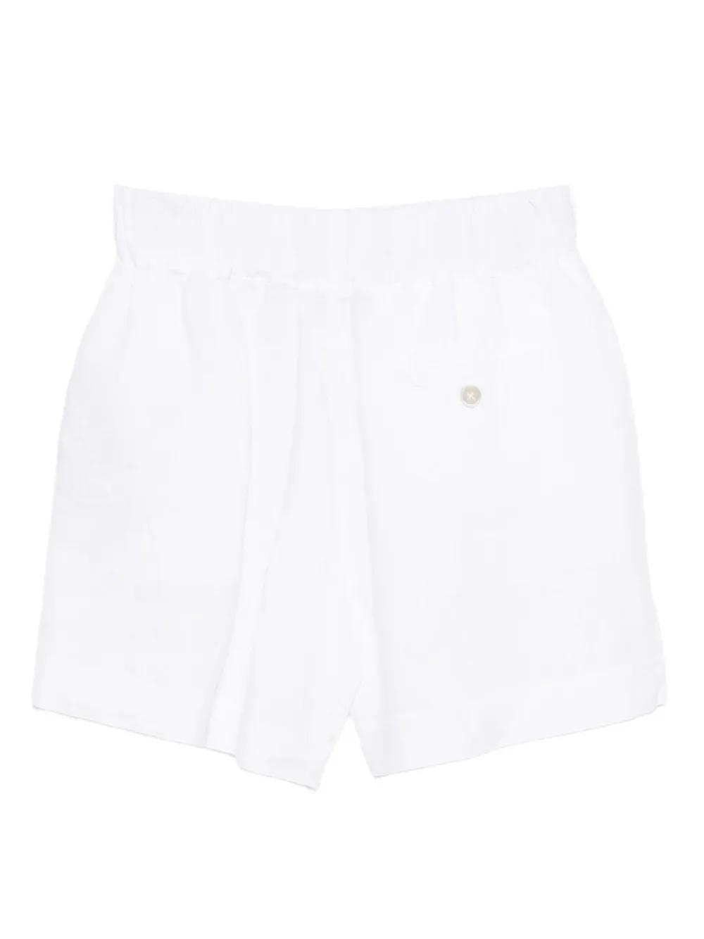 ショートパンツ 120% LINO Woman Short White 32ALBLIW29Q2000G331S00 S0050R Linen High-Waisted Shorts – 120percento Lino USA