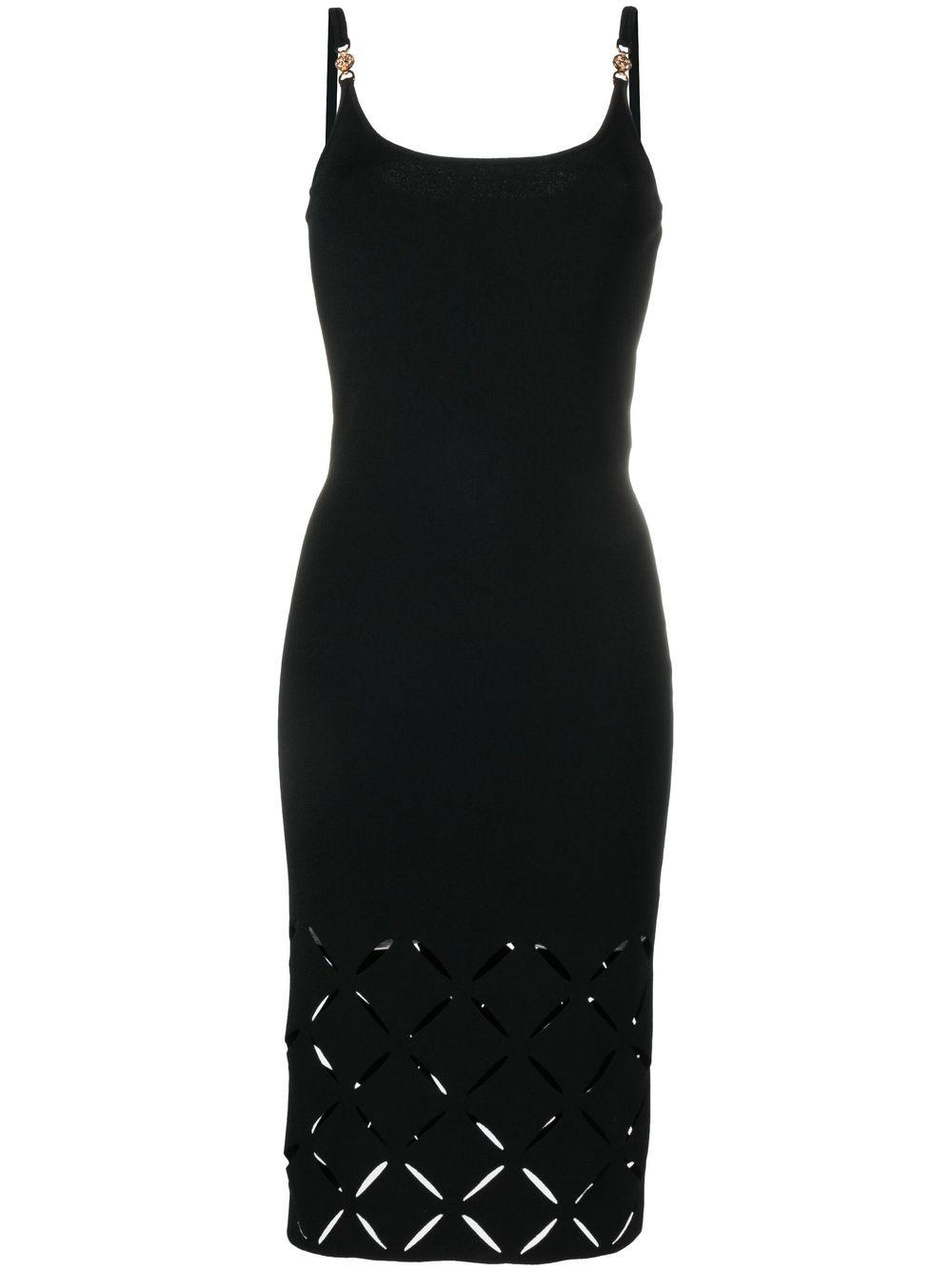 Versace Medusa-plaque Cut-out Midi Dress in Black | Lyst