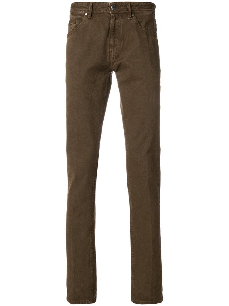 Shop by category More Details Dolce & Gabbana Men's Garment Dyed Straight-Leg Jeans Details Dolce & Gabbana jeans in garment dyed denim. Five-pocket style; logo patch on back. Five-pocket style; logo patch on back. .