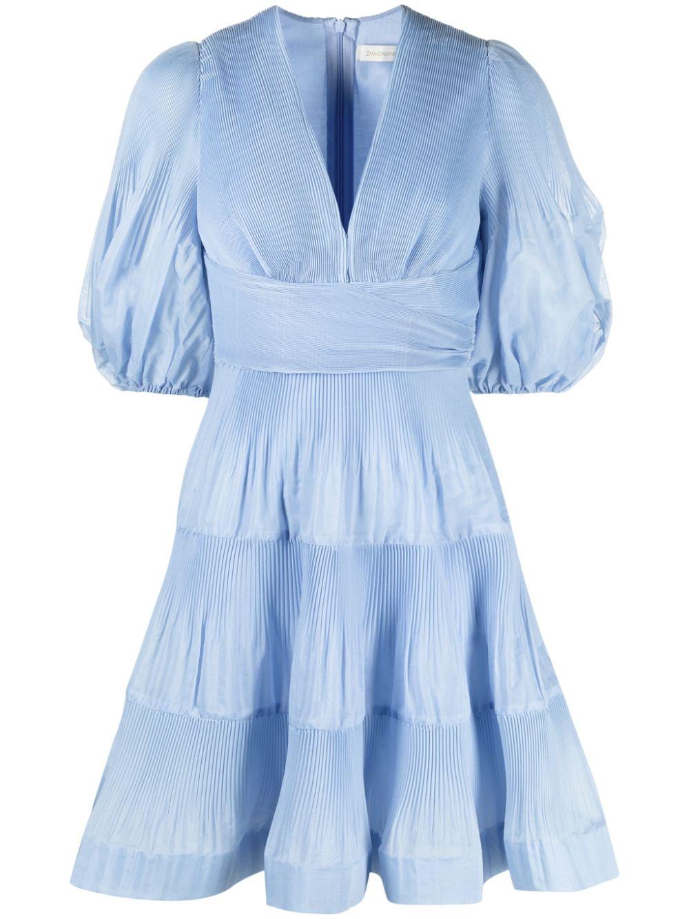 zimmermann pleated long sleeve mini dress New ZIMMERMANN Pleated Long Sleeve Mini Dress in Fern (green) 1211DRBOT - US 4