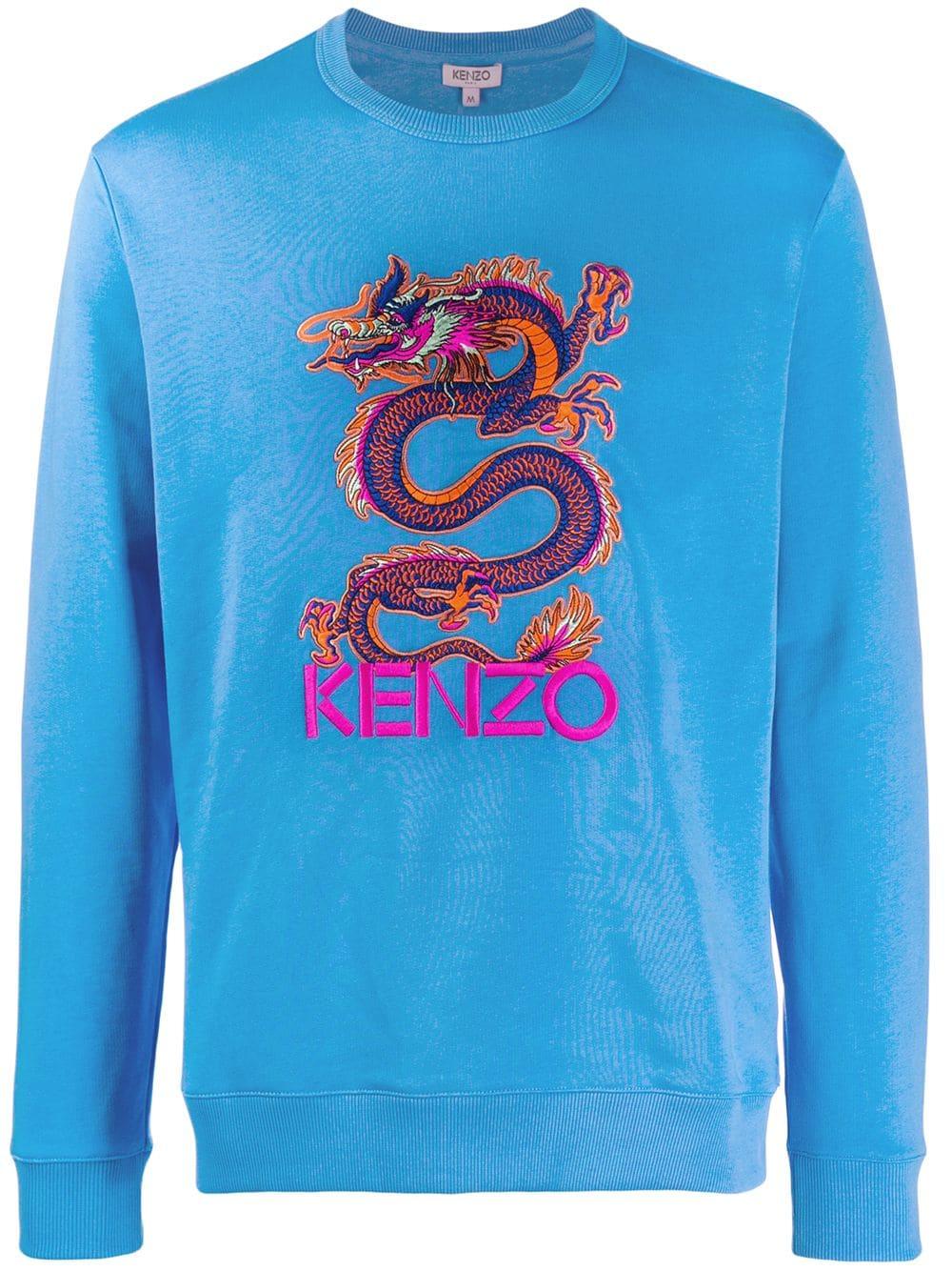 KENZO Cotton Dragon Sweatshirt in Blue for Men - Lyst