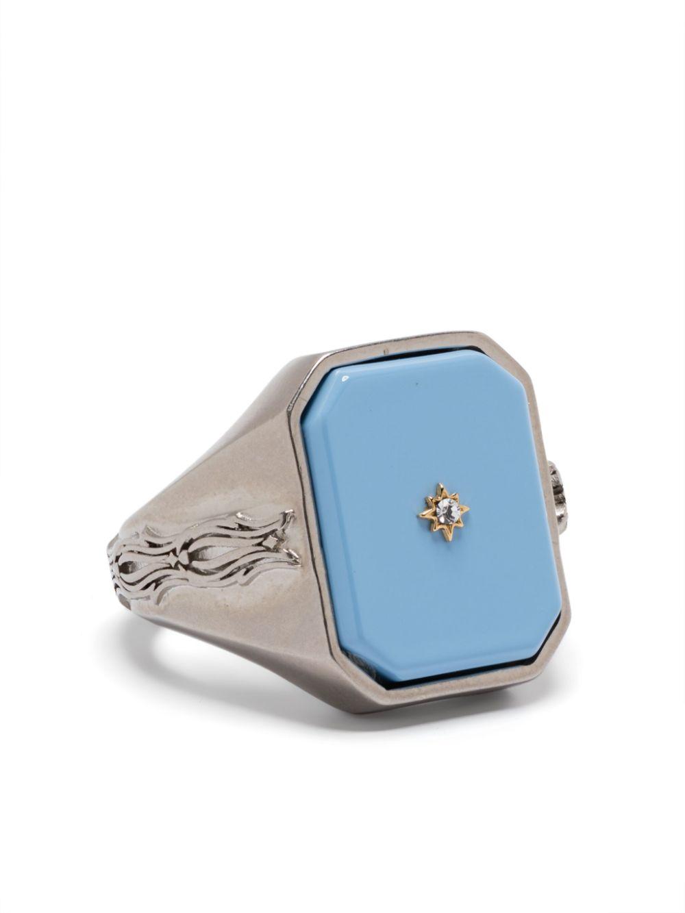 Maison Margiela レディース ブルー シグネットリング リング 