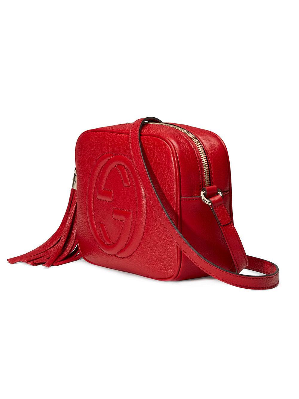 overfladisk bryder ud vores Gucci Soho Disco Small Leather Shoulder Bag in Red | Lyst
