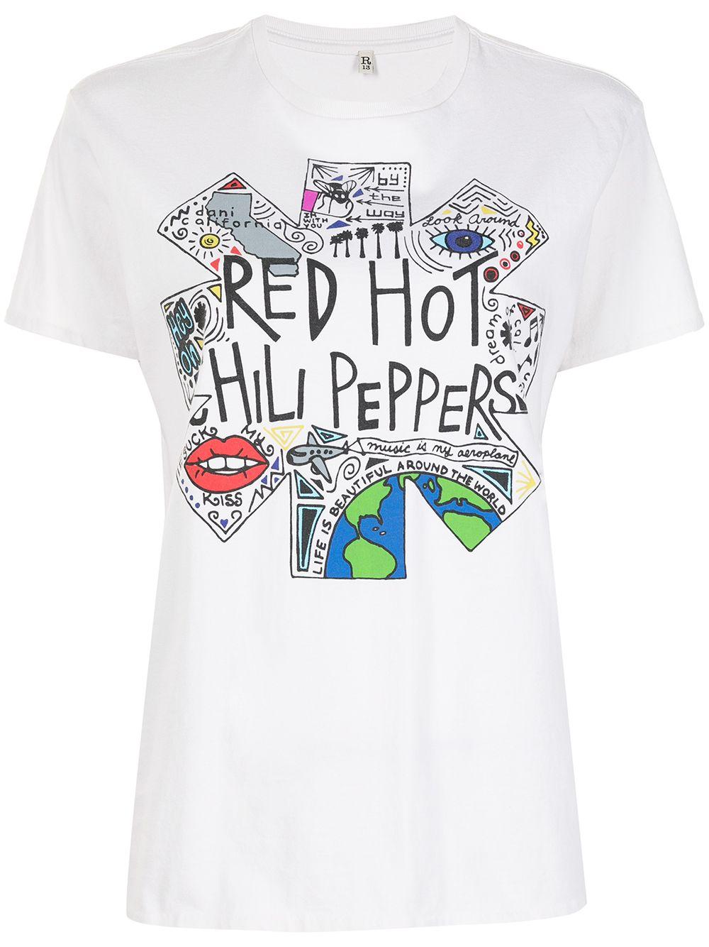 R13 Red Hot Chili Peppers Printed T-shirt in White | Lyst
