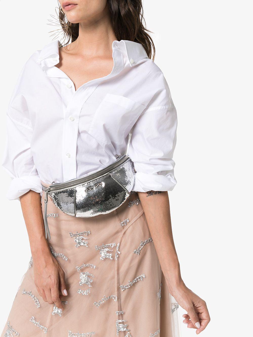 silver waist bag
