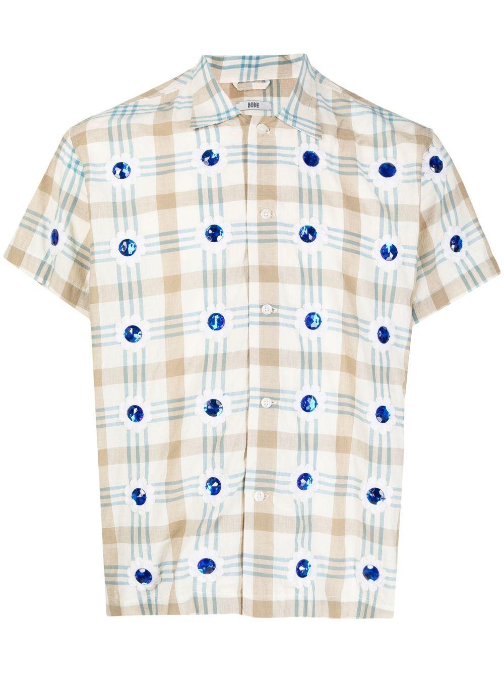 Homme Chemises Chemises Bode Chemise en coton à imprimé graphique Indigo Coton Bode pour homme en coloris Blanc 