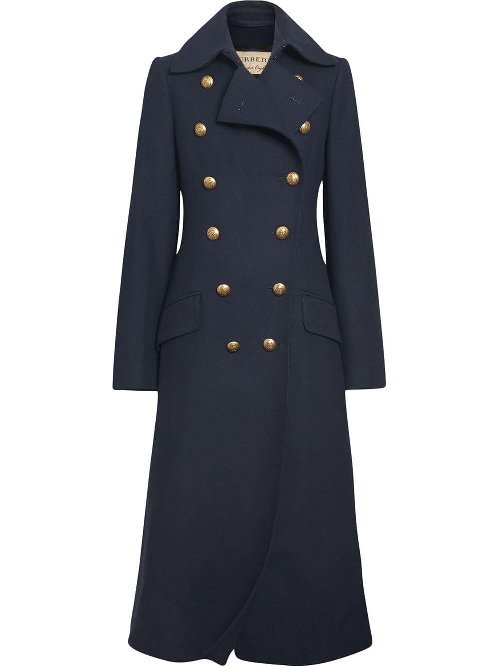 Burberry Synthetic Military Mid-length Coat in Blue - Lyst