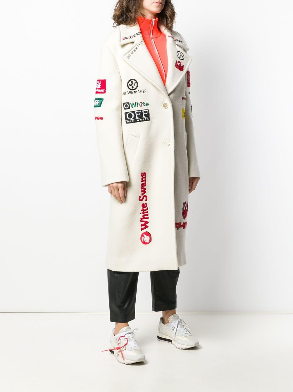 Off-White c/o Virgil Abloh Patch Detail Coat in White | Lyst