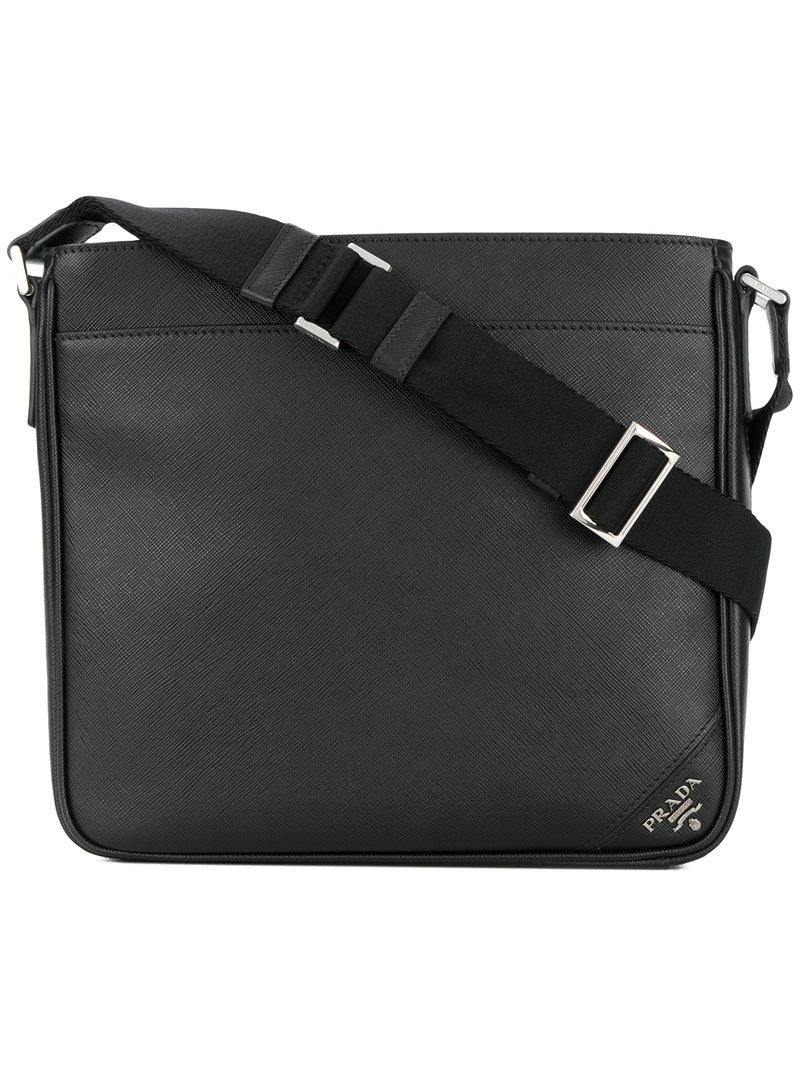 Prada Leather Crossbody Messenger Bag in Black for Men Lyst
