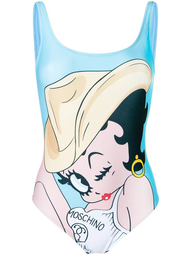 Moschino Synthetic Betty Boop Swimsuit in Blue | Lyst