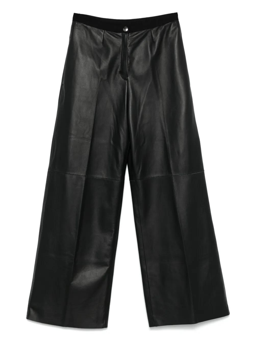 Pantalon Capri En Cuir Authentique Vera Pelle - Taille 38 - Noir - Occasion Très Bon état