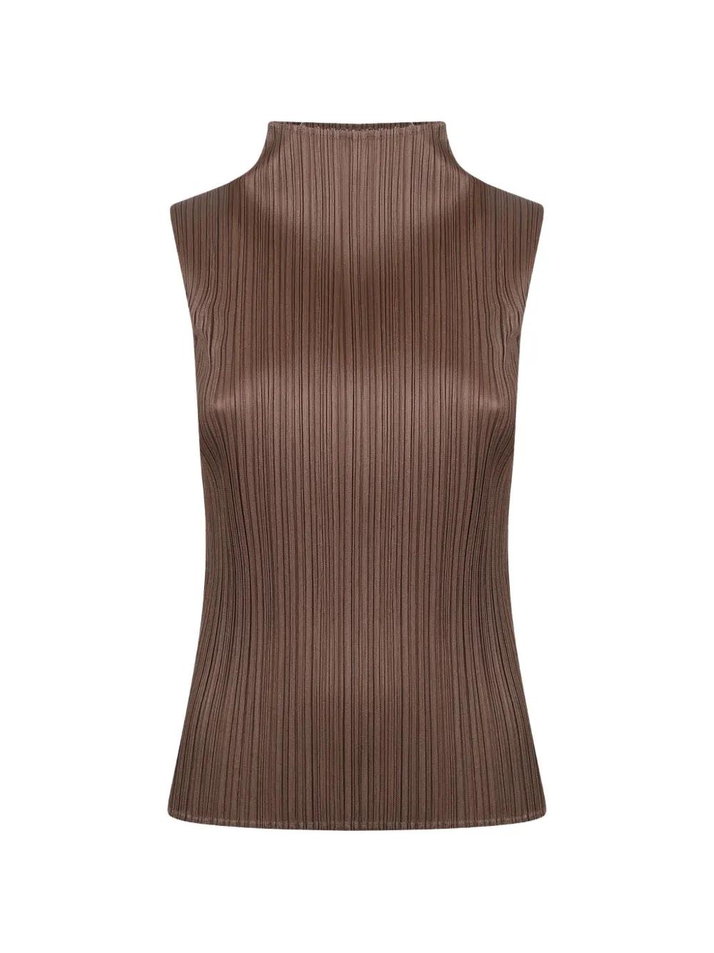 プリーツプリーズ イッセイミヤケ トップス ハイネック ブラウン 4