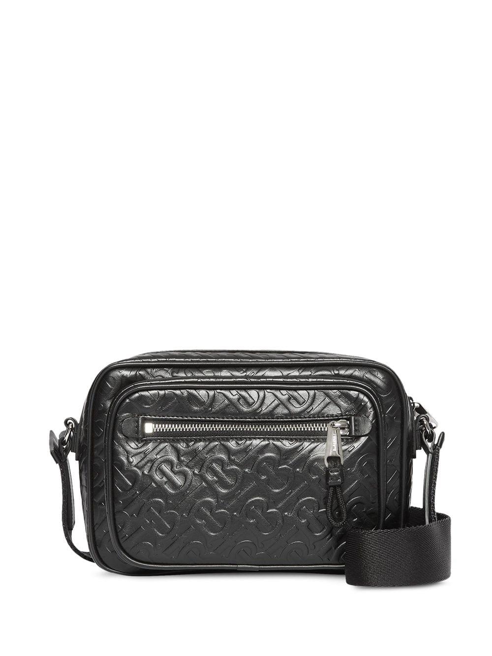Burberry Monogram Leather Crossbody Bag in Black for Men | Lyst