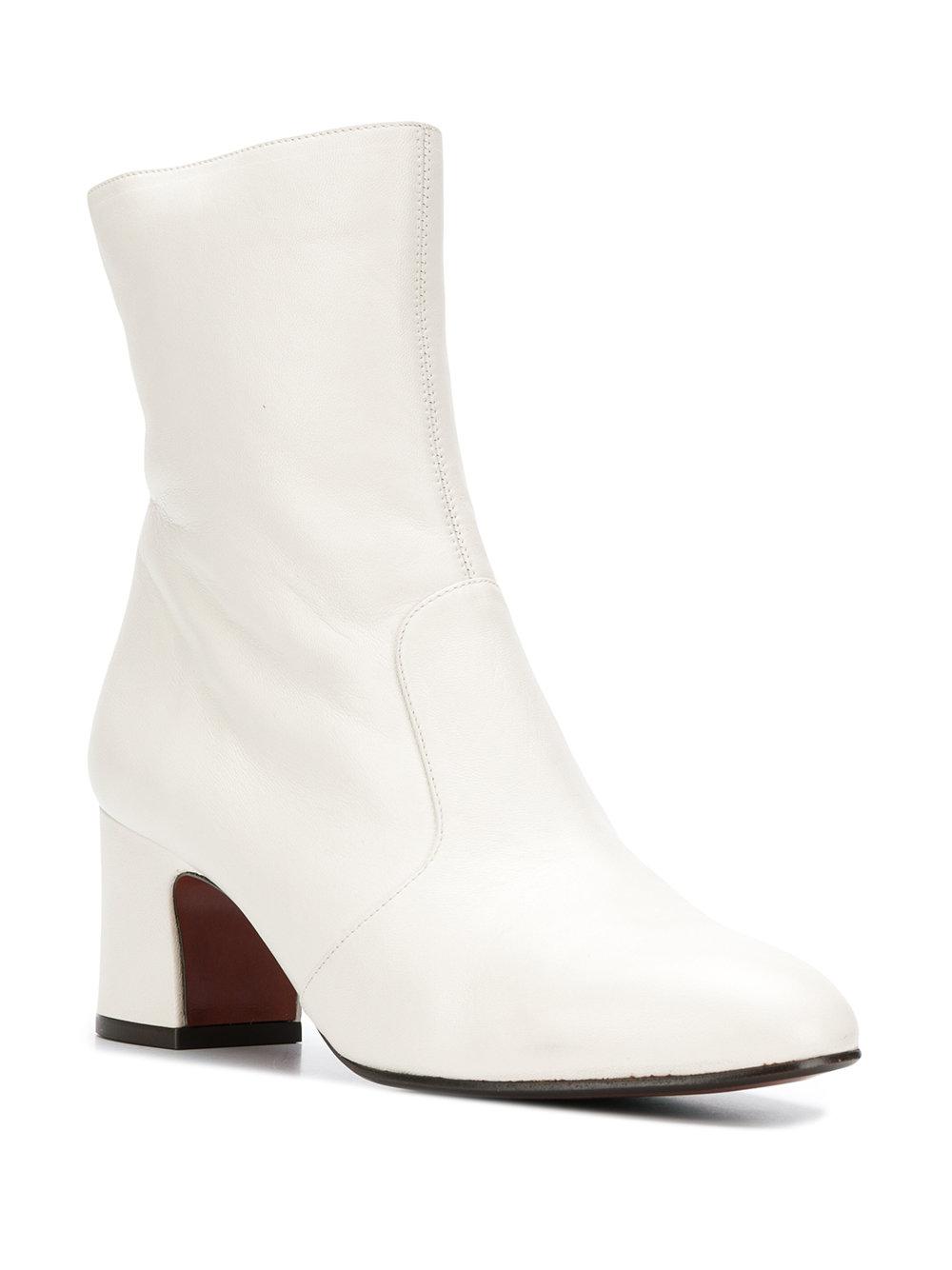 Chie Mihara Leather Naylon Low-heel Boots in White - Lyst